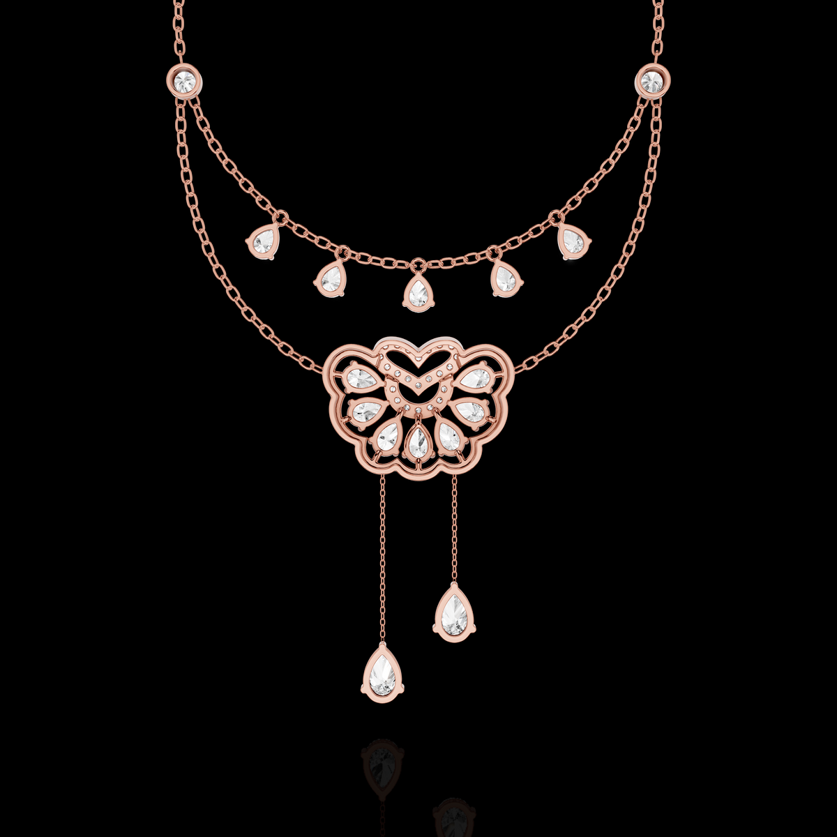 Elysian Bloom Pear Diamond Pendant Necklace