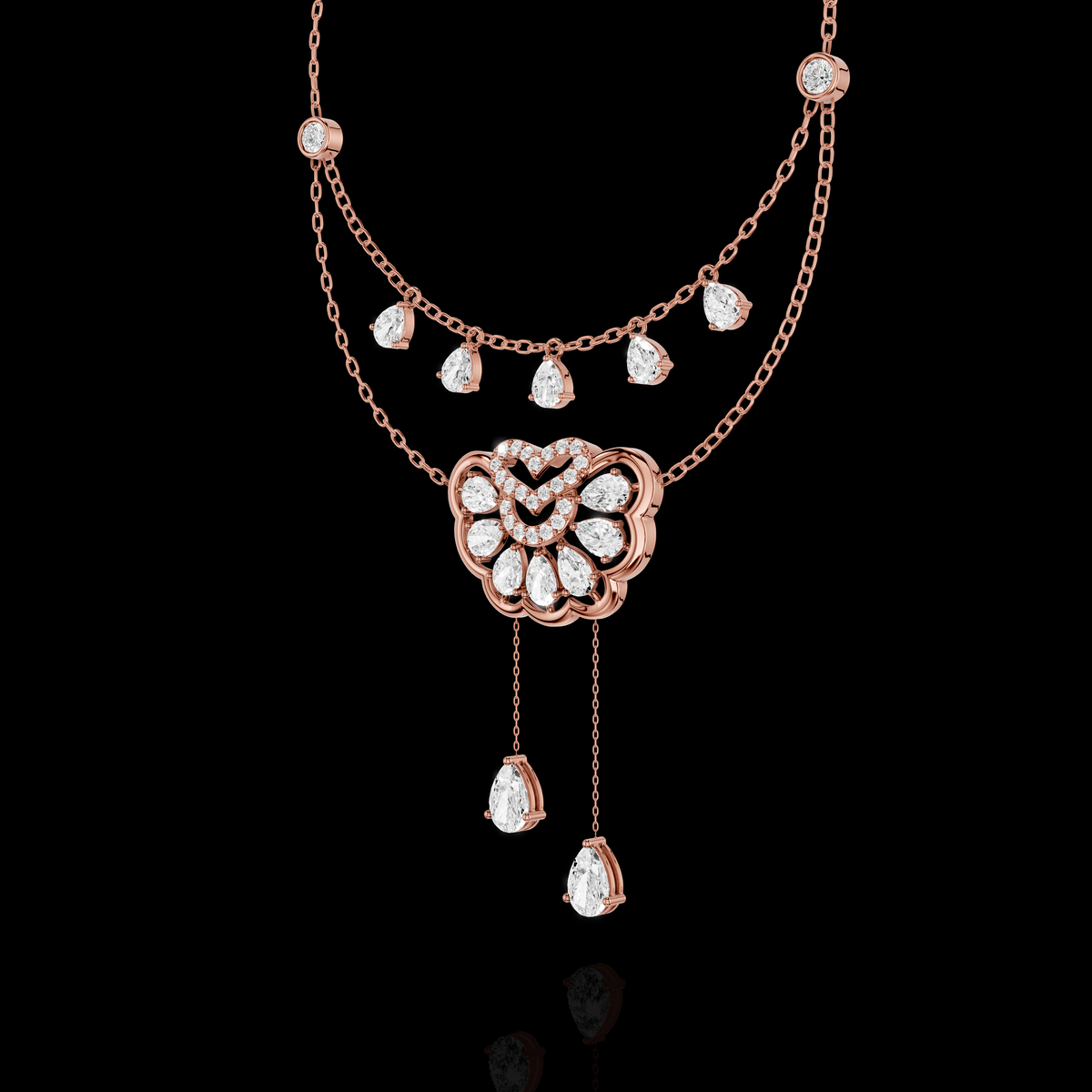 Elysian Bloom Pear Diamond Pendant Necklace
