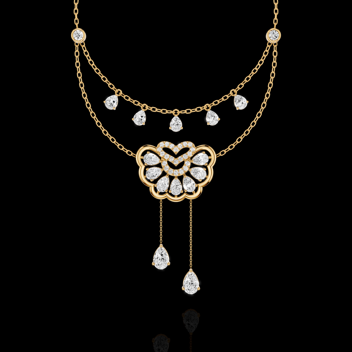 Elysian Bloom Pear Diamond Pendant Necklace