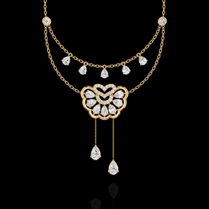 Elysian Bloom Pear Diamond Pendant Necklace