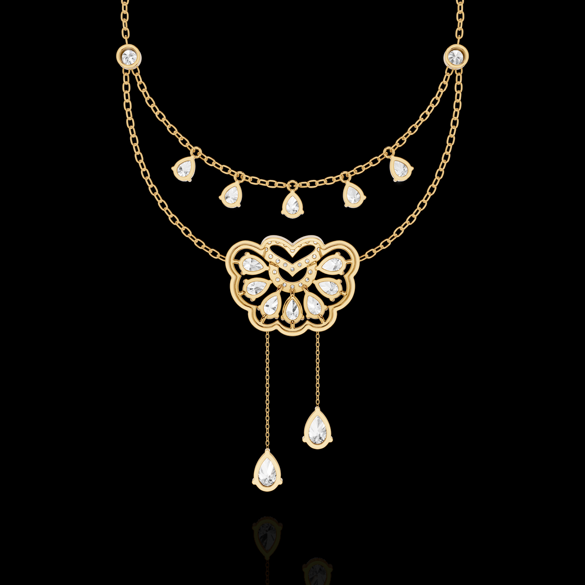 Elysian Bloom Pear Diamond Pendant Necklace