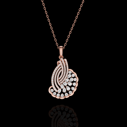 Elegant Diamond Fan Pendant Necklace with Sparkling