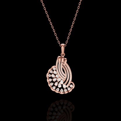 Elegant Diamond Fan Pendant Necklace with Sparkling
