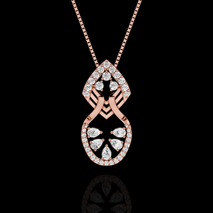 Elegant Pear Cut Diamond Pendant Necklace with Floral Design