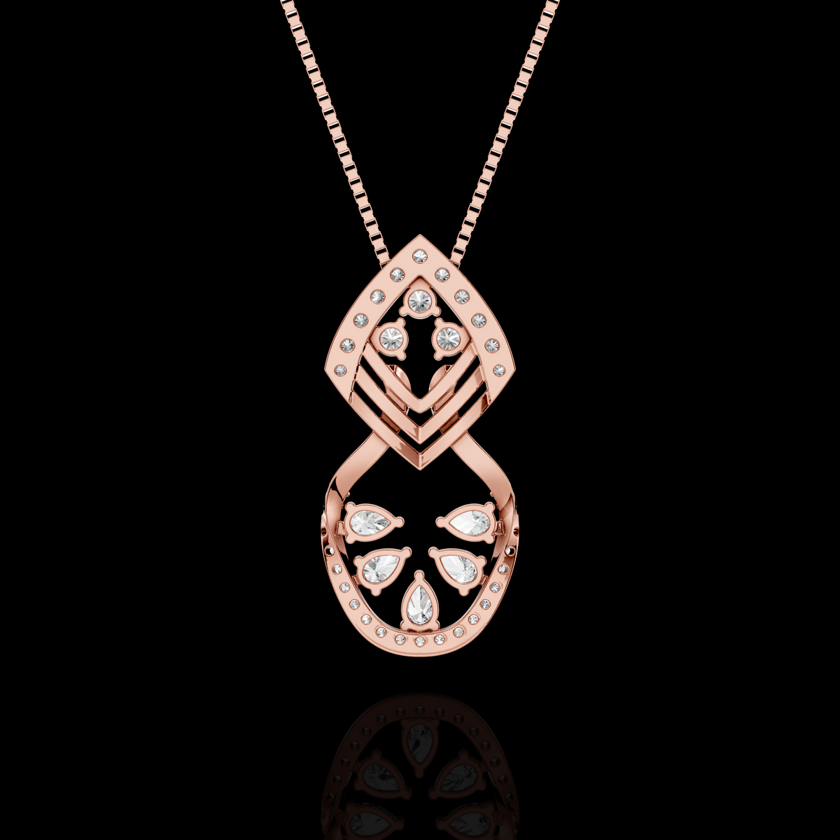 Elegant Pear Cut Diamond Pendant Necklace with Floral Design
