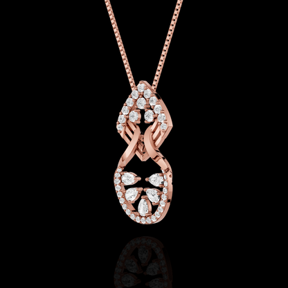 Elegant Pear Cut Diamond Pendant Necklace with Floral Design