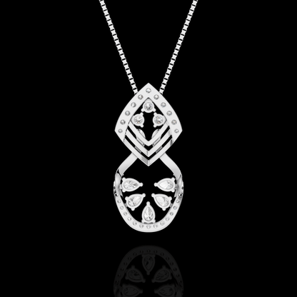 Elegant Pear Cut Diamond Pendant Necklace with Floral Design