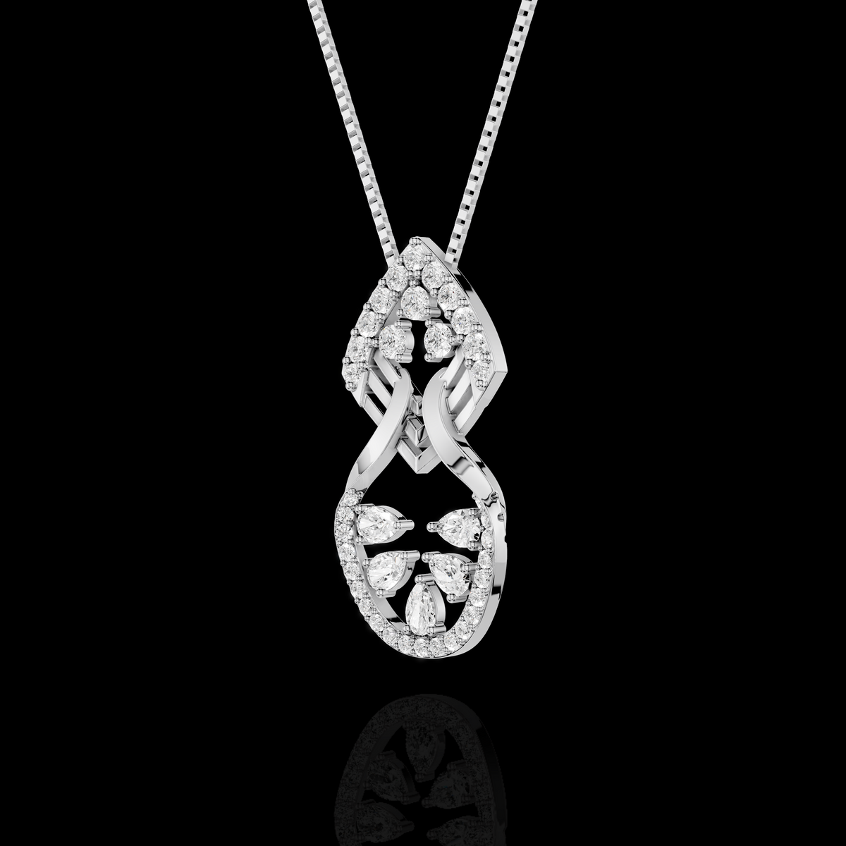 Elegant Pear Cut Diamond Pendant Necklace with Floral Design