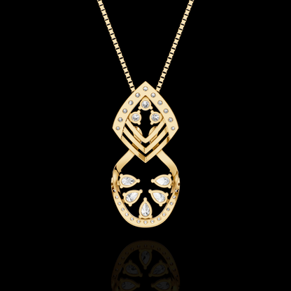 Elegant Pear Cut Diamond Pendant Necklace with Floral Design