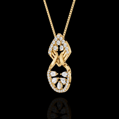 Elegant Pear Cut Diamond Pendant Necklace with Floral Design