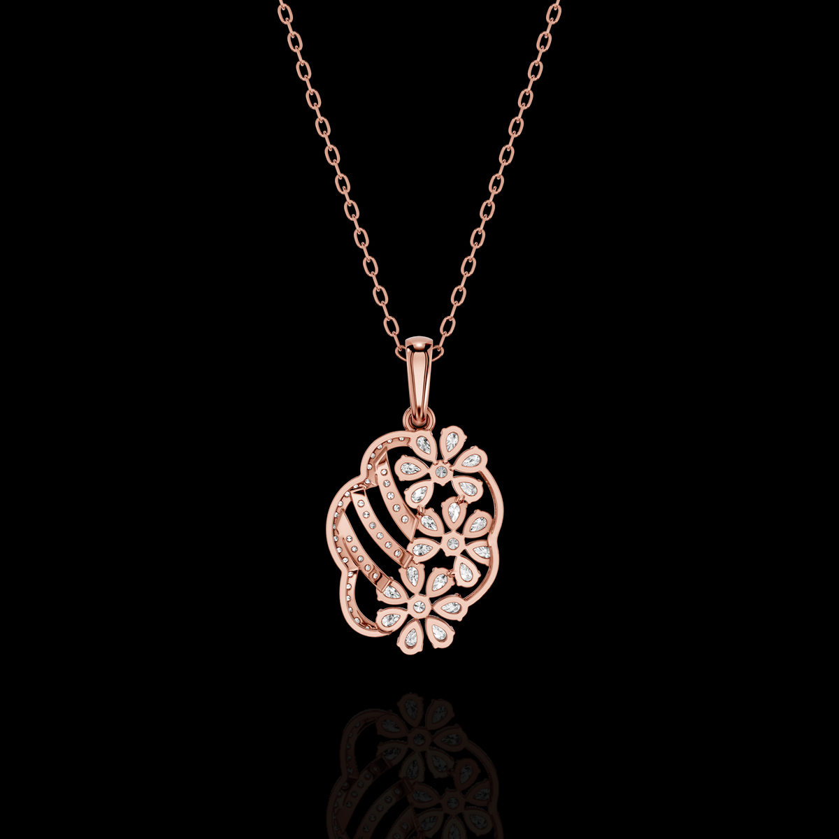 Floral Pendant Necklace, Sparkling Flower Cluster Pendant, Elegant Jewelry, Women's Gift Necklace