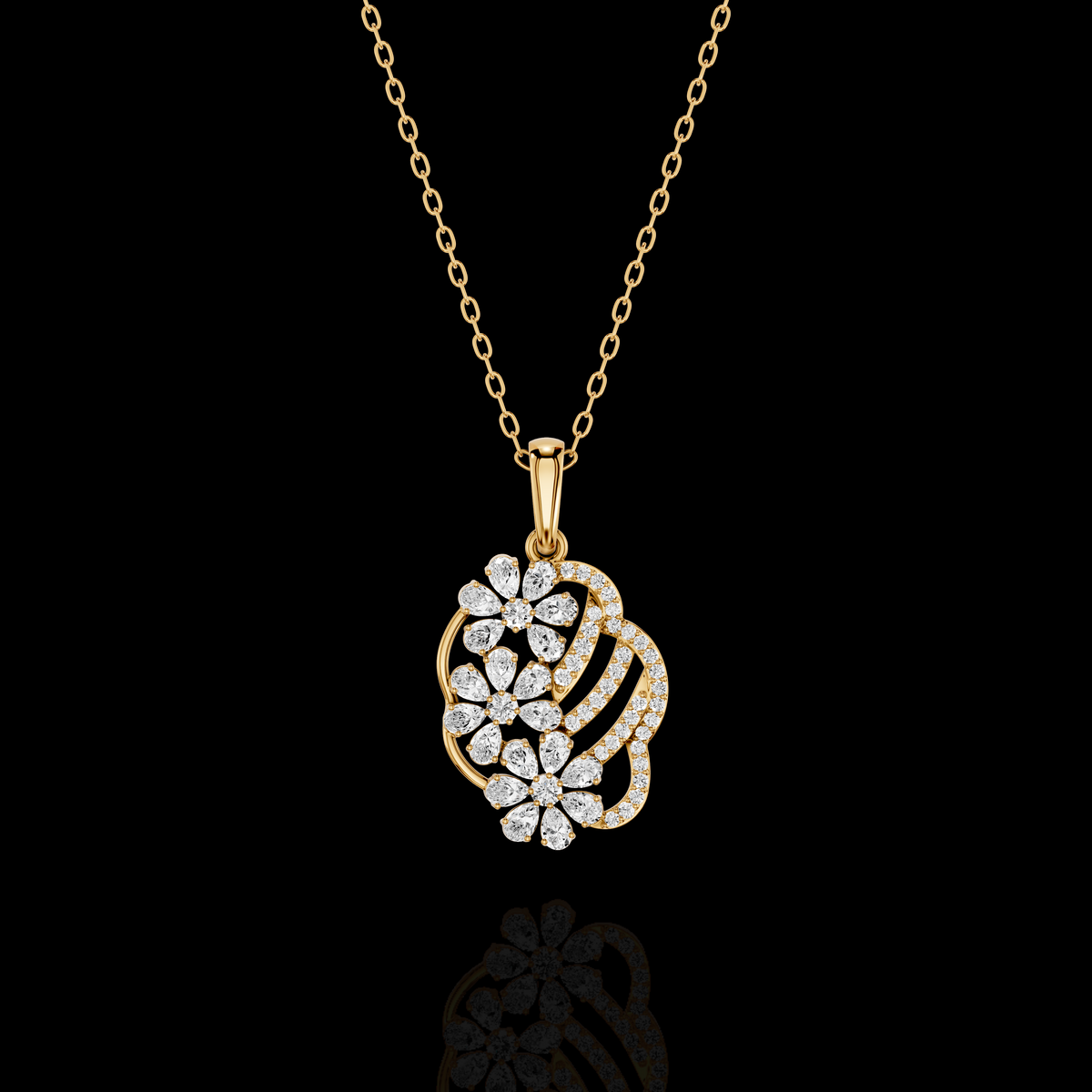 Floral Pendant Necklace, Sparkling Flower Cluster Pendant, Elegant Jewelry, Women's Gift Necklace