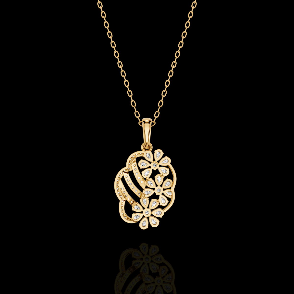 Floral Pendant Necklace, Sparkling Flower Cluster Pendant, Elegant Jewelry, Women's Gift Necklace