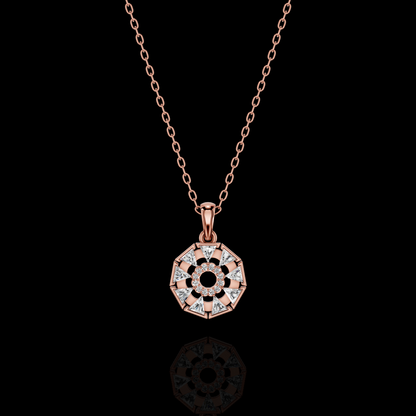 Lab Grown Diamond Trillion Pendant Necklace, Moissanite Geometric Halo Pendant, White Gold Statement Necklace for Women, Gift for Her