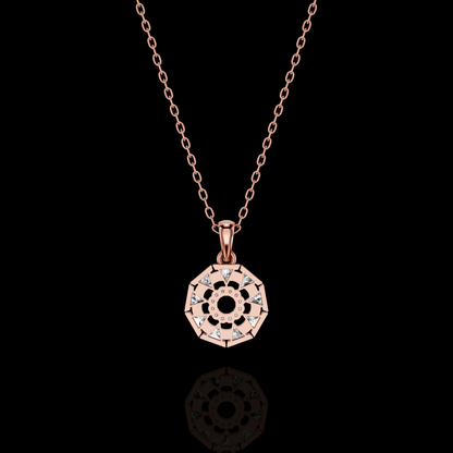 Lab Grown Diamond Trillion Pendant Necklace, Moissanite Geometric Halo Pendant, White Gold Statement Necklace for Women, Gift for Her