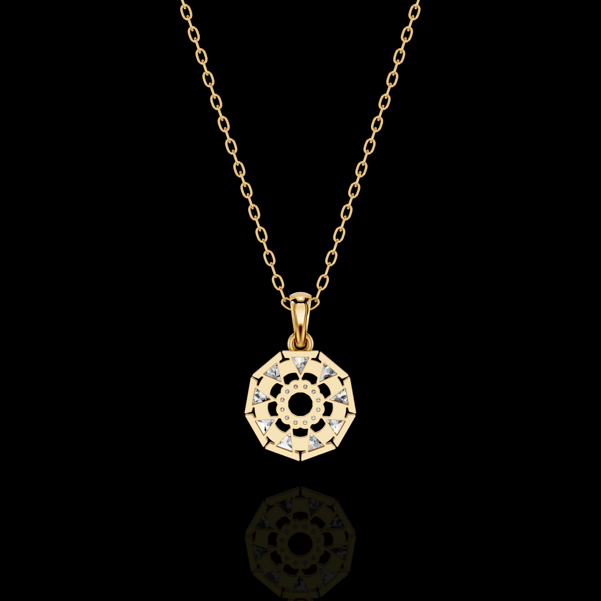 Lab Grown Diamond Trillion Pendant Necklace, Moissanite Geometric Halo Pendant, White Gold Statement Necklace for Women, Gift for Her