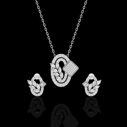 Pendant Set with Matching Earrings, Oval Crystal Jewelry Set, Marquise Stone Necklace Set, Elegant Gift for Her