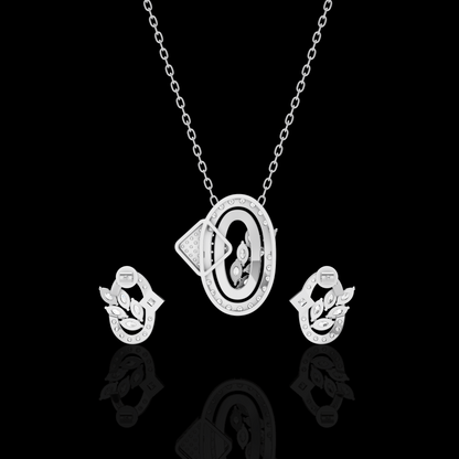 Pendant Set with Matching Earrings, Oval Crystal Jewelry Set, Marquise Stone Necklace Set, Elegant Gift for Her