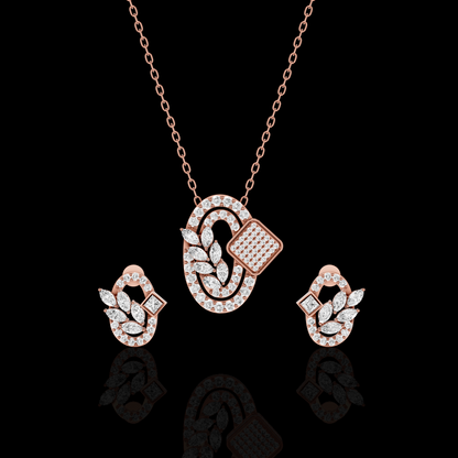 Pendant Set with Matching Earrings, Oval Crystal Jewelry Set, Marquise Stone Necklace Set, Elegant Gift for Her