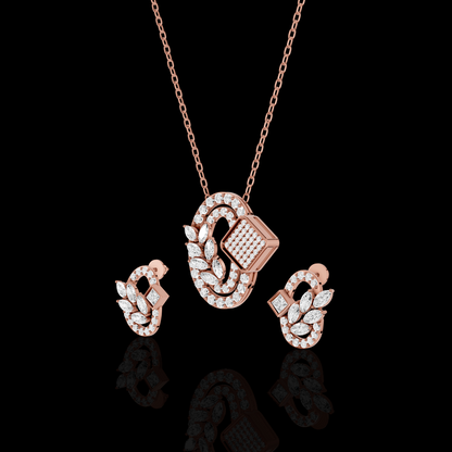Pendant Set with Matching Earrings, Oval Crystal Jewelry Set, Marquise Stone Necklace Set, Elegant Gift for Her
