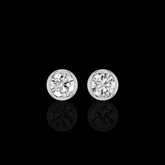 Round Diamond Look Earrings, Bezel Set Solitaire Earrings, Minimalist Luxury Jewelry, Elegant Everyday Earrings, Gift for Her