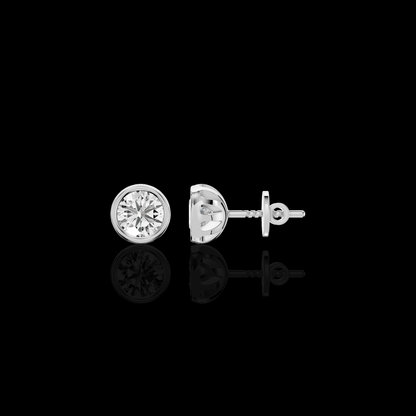 Round Diamond Look Earrings, Bezel Set Solitaire Earrings, Minimalist Luxury Jewelry, Elegant Everyday Earrings, Gift for Her