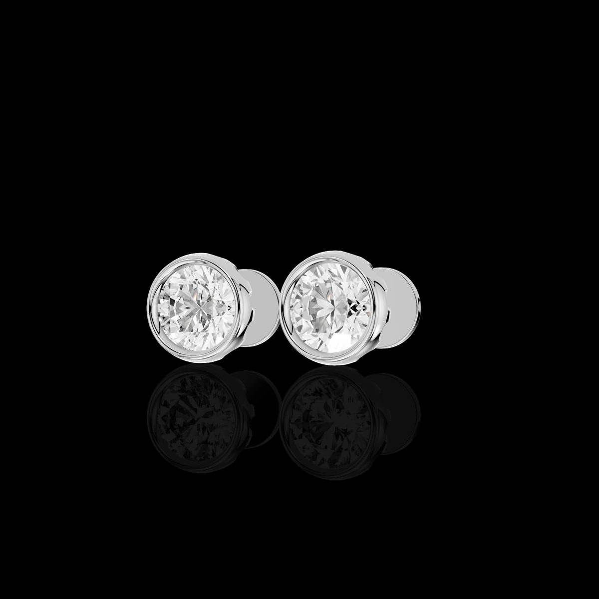 Round Diamond Look Earrings, Bezel Set Solitaire Earrings, Minimalist Luxury Jewelry, Elegant Everyday Earrings, Gift for Her