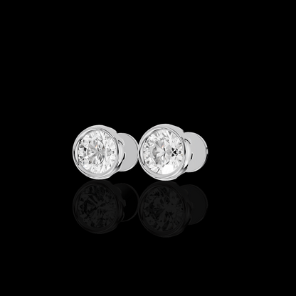 Round Diamond Look Earrings, Bezel Set Solitaire Earrings, Minimalist Luxury Jewelry, Elegant Everyday Earrings, Gift for Her