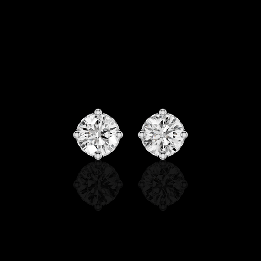Round Solitaire Earring, Brilliant Cut Diamond Earring, Minimalist Bridal Jewelry, Elegant Gift for Her