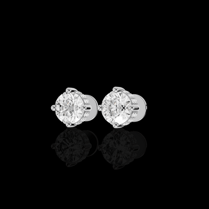 Round Solitaire Earring, Brilliant Cut Diamond Earring, Minimalist Bridal Jewelry, Elegant Gift for Her