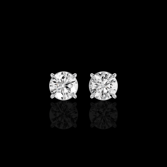 Round Solitaire Earrings, Round Diamond Earrings, Four Prong Earrings, Classic Bridal Jewelry, Minimalist Gift for Her