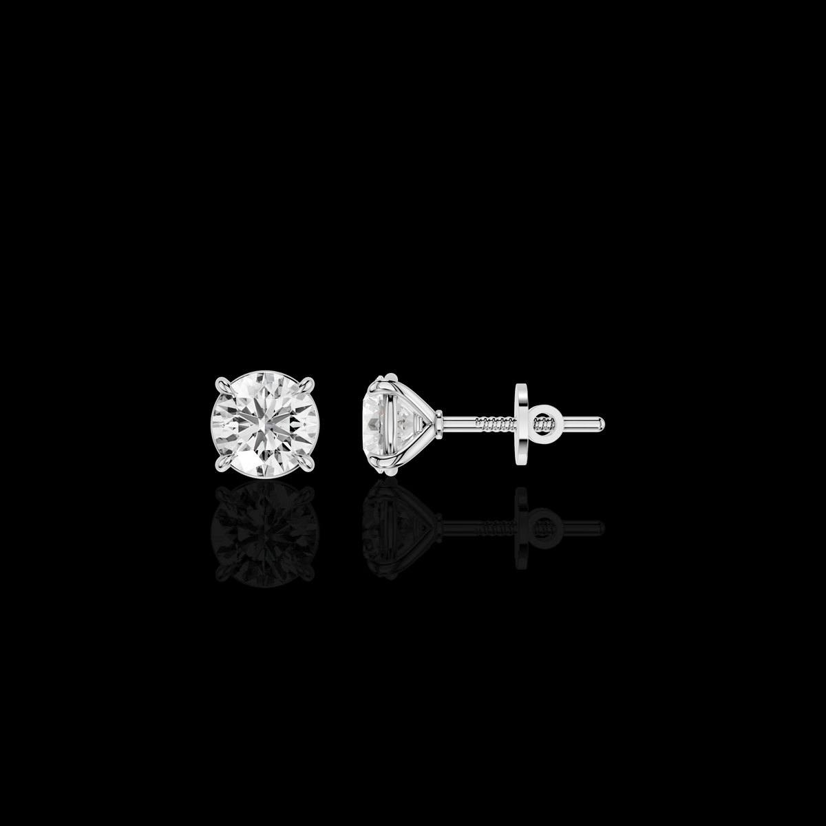 Round Solitaire Earrings, Round Diamond Earrings, Four Prong Earrings, Classic Bridal Jewelry, Minimalist Gift for Her