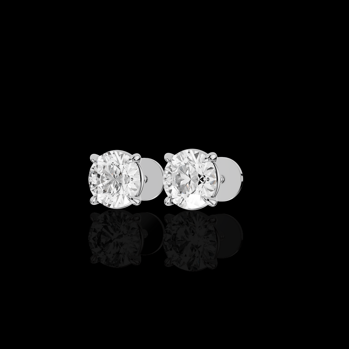 Round Solitaire Earrings, Round Diamond Earrings, Four Prong Earrings, Classic Bridal Jewelry, Minimalist Gift for Her