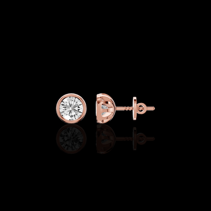 Round Diamond Look Earrings, Bezel Set Solitaire Earrings, Minimalist Luxury Jewelry, Elegant Everyday Earrings, Gift for Her