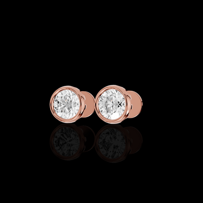 Round Diamond Look Earrings, Bezel Set Solitaire Earrings, Minimalist Luxury Jewelry, Elegant Everyday Earrings, Gift for Her