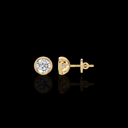 Round Diamond Look Earrings, Bezel Set Solitaire Earrings, Minimalist Luxury Jewelry, Elegant Everyday Earrings, Gift for Her