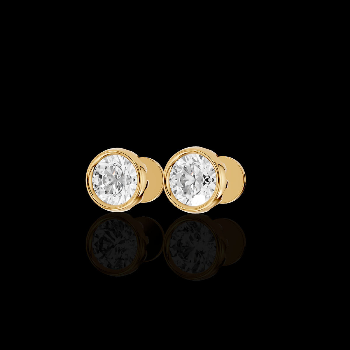 Round Diamond Look Earrings, Bezel Set Solitaire Earrings, Minimalist Luxury Jewelry, Elegant Everyday Earrings, Gift for Her
