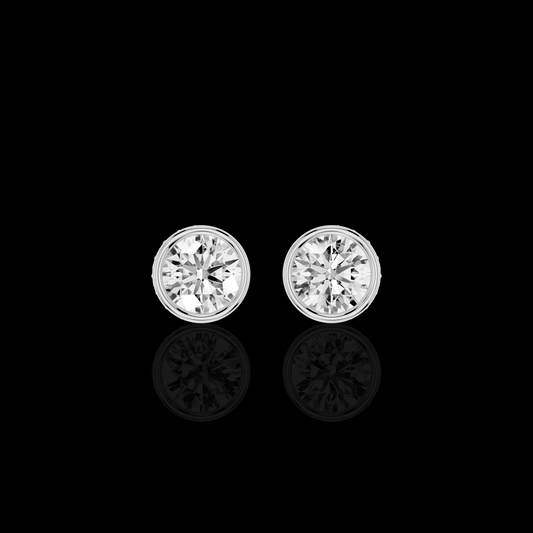 Round Diamond Look Earrings, Bezel Set Solitaire Earrings, Minimalist Luxury Jewelry, Elegant Everyday Earrings, Gift for Her