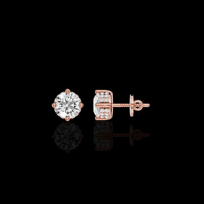 Round Solitaire Earring, Brilliant Cut Diamond Earring, Minimalist Bridal Jewelry, Elegant Gift for Her