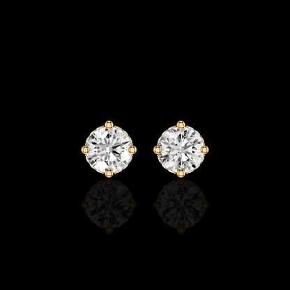 Round Solitaire Earring, Brilliant Cut Diamond Earring, Minimalist Bridal Jewelry, Elegant Gift for Her