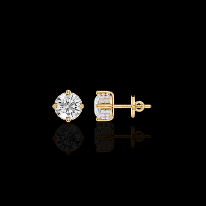 Round Solitaire Earring, Brilliant Cut Diamond Earring, Minimalist Bridal Jewelry, Elegant Gift for Her