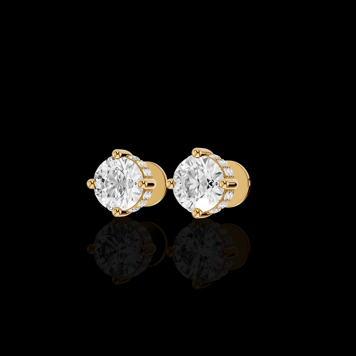 Round Solitaire Earring, Brilliant Cut Diamond Earring, Minimalist Bridal Jewelry, Elegant Gift for Her