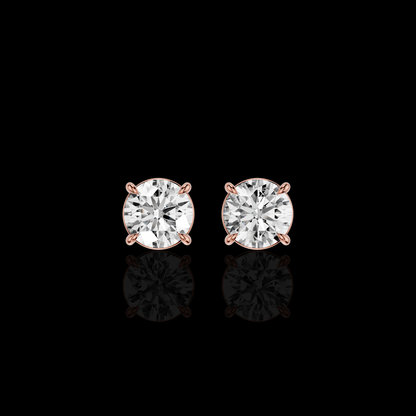 Round Solitaire Earrings, Round Diamond Earrings, Four Prong Earrings, Classic Bridal Jewelry, Minimalist Gift for Her