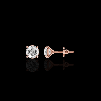 Round Solitaire Earrings, Round Diamond Earrings, Four Prong Earrings, Classic Bridal Jewelry, Minimalist Gift for Her