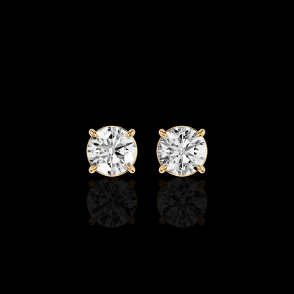 Round Solitaire Earrings, Round Diamond Earrings, Four Prong Earrings, Classic Bridal Jewelry, Minimalist Gift for Her