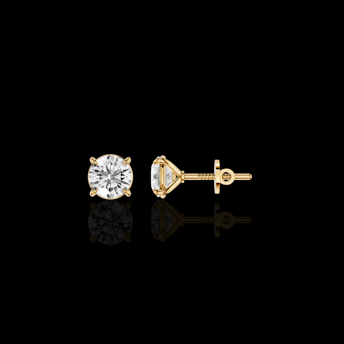 Round Solitaire Earrings, Round Diamond Earrings, Four Prong Earrings, Classic Bridal Jewelry, Minimalist Gift for Her