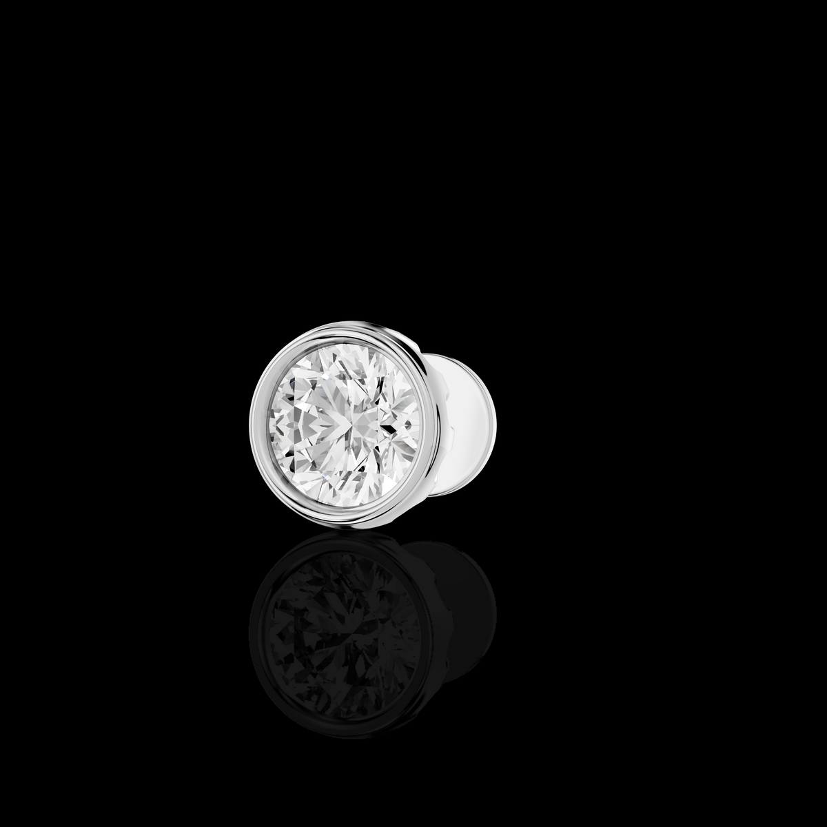 Men’s Round Solitaire Stud Earring, Bezel Set Diamond Look Single Ear Stud, Luxury Minimalist Mens Jewelry