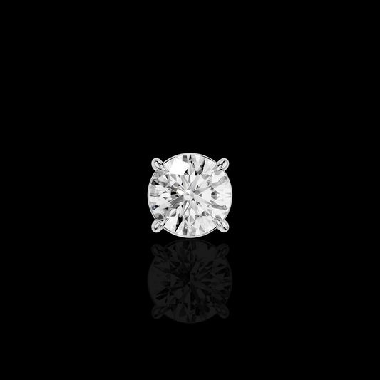 Mens Diamond Stud Earring, Single Round Brilliant Lab Grown Diamond Solitaire, 4 Prong  Gold Gift for Him