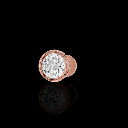Men’s Round Solitaire Stud Earring, Bezel Set Diamond Look Single Ear Stud, Luxury Minimalist Mens Jewelry