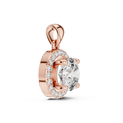 Halo Diamond Solitaire Pendant Necklace | Elegant Chain Necklace